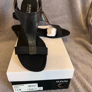 New! Alfani black snakeskin sandals. Sz 7.5